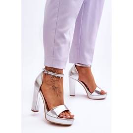 Sandalias plateadas de tacón alto Mandy plata 6