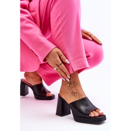 Pantuflas de piel negras con tacón alto Livesa negro 2