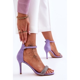 Sandalias De Tacón Alto De Ante Con Pedrería Morada De Moments violeta 5
