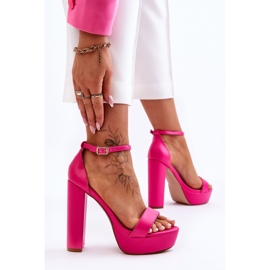 Sandalias De Piel Con Tacón Alto Y Plataforma Pink Sky Dream rosa 2