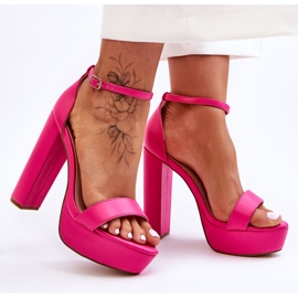 Sandalias De Piel Con Tacón Alto Y Plataforma Pink Sky Dream rosado 4