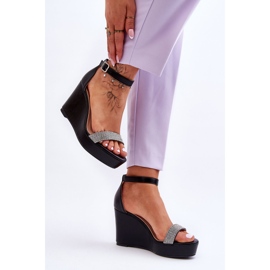 WD1 Sandalias De Cuña De Cuero De Moda Negro Arwen 3