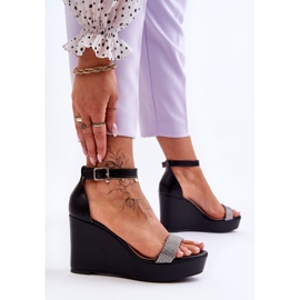 WD1 Sandalias De Cuña De Cuero De Moda Negro Arwen 5