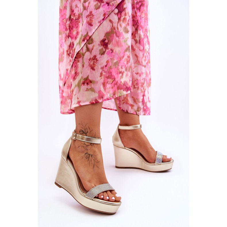 WD1 Sandalias de cuña de cuero de moda Golden Arwen dorado 1