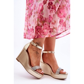 WD1 Sandalias de cuña de cuero de moda Golden Arwen dorado 7