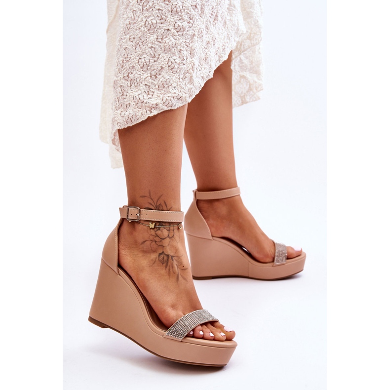 WD1 Sandalias De Cuña De Cuero De Moda Nude Arwen beige 2