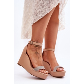 WD1 Sandalias De Cuña De Cuero De Moda Nude Arwen beige 8