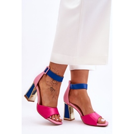 Elegantes Sandalias De Tacón Rosa Y Azul Sorel rosado 1