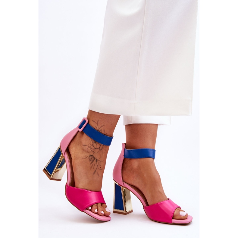 Elegantes Sandalias De Tacón Rosa Y Azul Sorel rosado 1