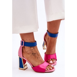 Elegantes Sandalias De Tacón Rosa Y Azul Sorel rosado 2