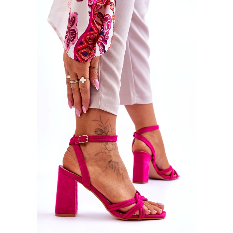 Sandalias de tacón de ante clásico fucsia Bernett rosado 8 Sandalias de tacón de ante clásico fucsia Bernett rosado 8