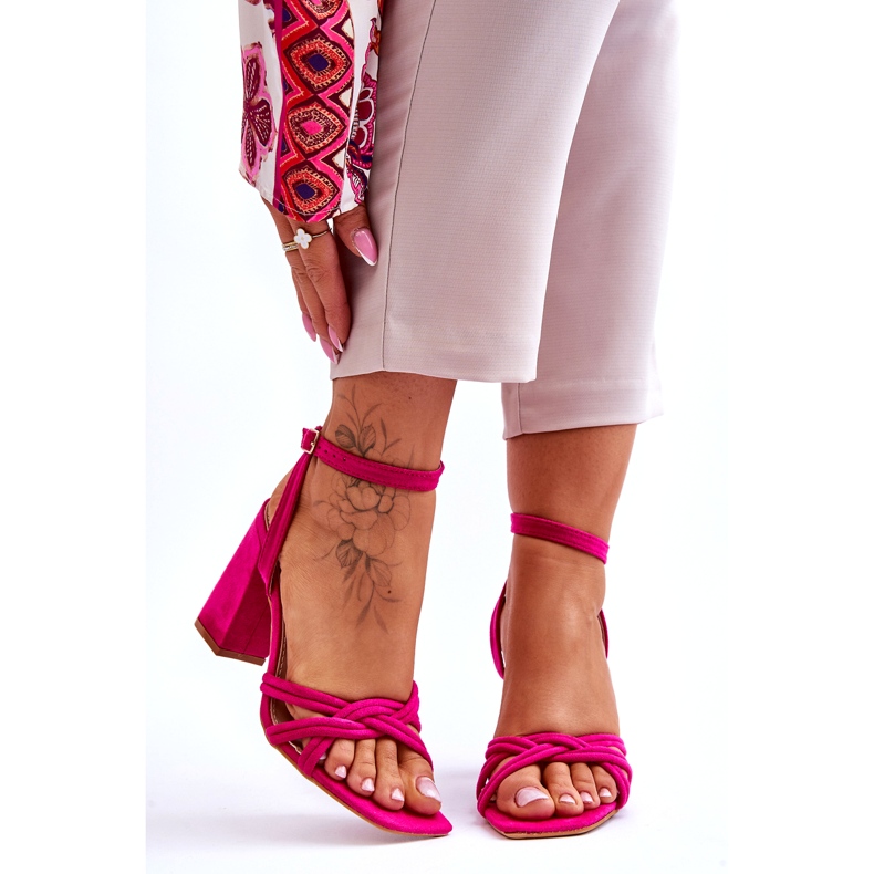 Sandalias de tacón de ante clásico fucsia Bernett rosa 1