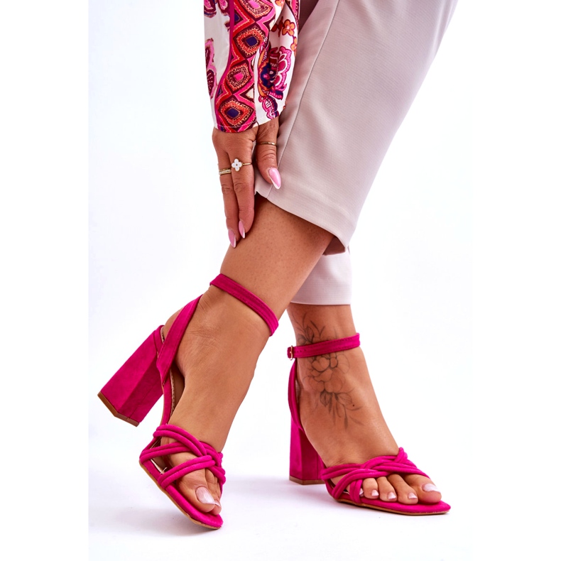 Sandalias de tacón de ante clásico fucsia Bernett rosado 2 Sandalias de tacón de ante clásico fucsia Bernett rosado 2