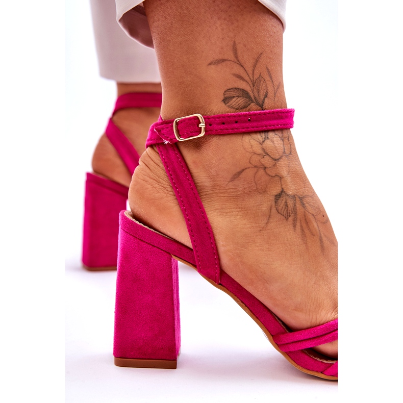 Sandalias de tacón de ante clásico fucsia Bernett rosado 4 Sandalias de tacón de ante clásico fucsia Bernett rosado 4