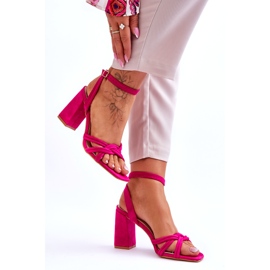 Sandalias de tacón de ante clásico fucsia Bernett rosado 5