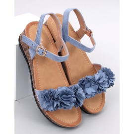 Sandalias cuña flores Pionter Blue azul 1