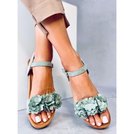 Sandalias cuña flores Pionter Green verde 3