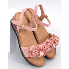 Sandalias cuña flores Pionter Rosa rosado 1