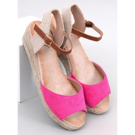 Sandalias tipo alpargata con cuña fucsia de Eakes rosa 1