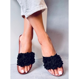 Sandalias cuña con flores de Galia Black negro 5