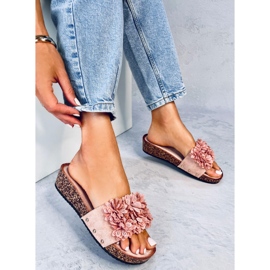 Sandalias cuña con flores de Galia Pink rosado 2