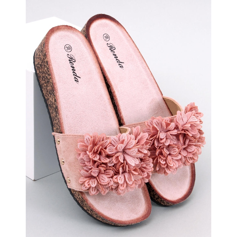 Sandalias cuña con flores de Galia Pink rosa 1