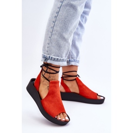 Sandalias Cuña Ante Nicole 2743 Naranja 1