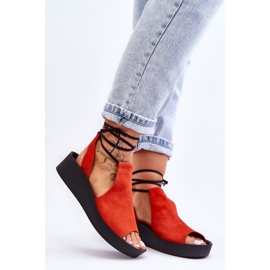 Sandalias Cuña Ante Nicole 2743 Naranja 3