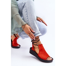 Sandalias Cuña Ante Nicole 2743 Naranja 2