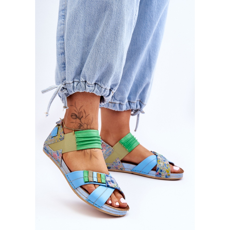 Sandalias De Cuero Con Vira Maciejka 03375-34 Azul 1