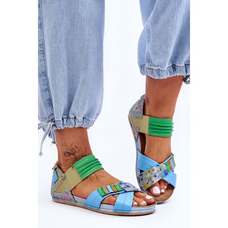 Sandalias De Cuero Con Vira Maciejka 03375-34 Azul 2