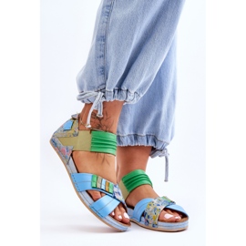 Sandalias De Cuero Con Vira Maciejka 03375-34 Azul 5