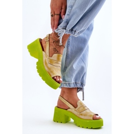 Sandalias De Cuero Con Tacones Y Plataforma Maciejka 06039-07 Amarillo 3