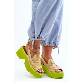 Sandalias De Cuero Con Tacones Y Plataforma Maciejka 06039-07 Amarillo 6