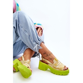 Sandalias De Cuero Con Tacones Y Plataforma Maciejka 06039-07 Amarillo 5