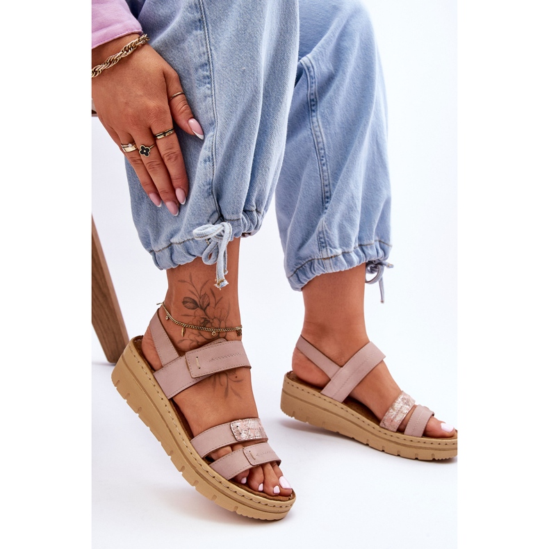 Vinceza Sandalias Mujer Piel Con Velcro Rosa Fresh Look 2
