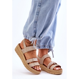 Vinceza Sandalias Mujer Piel Con Velcro Fresh Look Beige 1