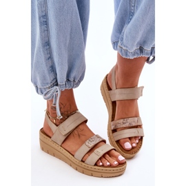 Vinceza Sandalias Mujer Piel Con Velcro Fresh Look Beige 4