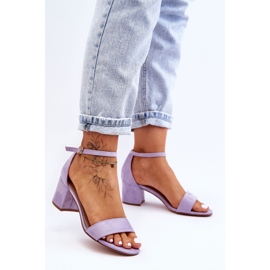 Sandalias clásicas de tacón bajo de ante morado Honeymoon púrpura 2