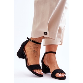 Sandalias de gamuza clásicas de tacón bajo de luna de miel negras negro 4