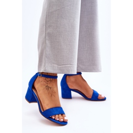 Sandalias clásicas de ante de tacón bajo azul luna de miel 5