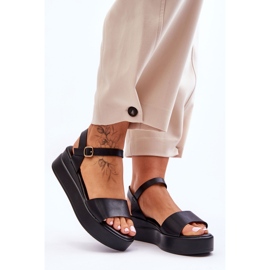 Sandalias Piel Cómodas Cuña Tifena Negra negro 1