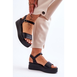 Sandalias Piel Cómodas Cuña Tifena Negra negro 3
