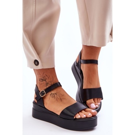 Sandalias Piel Cómodas Cuña Tifena Negra negro 2