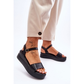 Sandalias Piel Cómodas Cuña Tifena Negra negro 4