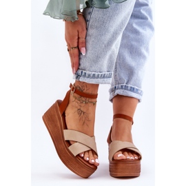 Sandalias Mujer Cuña Cómodas Marrón-Beige Laurie 1