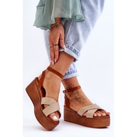 Sandalias Mujer Cuña Cómodas Marrón-Beige Laurie 2