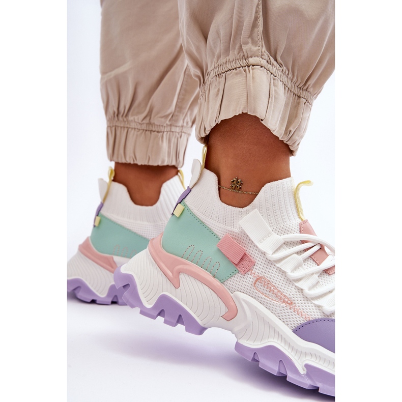 PS1 Zapatillas deportivas calcetín sin cordones para mujer Blanco/Púrpura Keaton 2