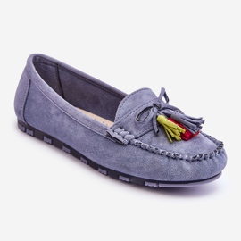PS1 Mocasín Dorine De Ante Azul Con Lazo Y Flecos 2