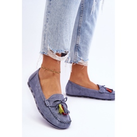 PS1 Mocasín Dorine De Ante Azul Con Lazo Y Flecos 5